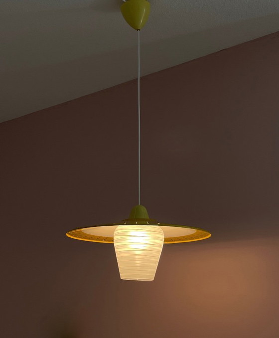 Image 1 of Lampada Mid Century Modern in vetro opalino, design olandese