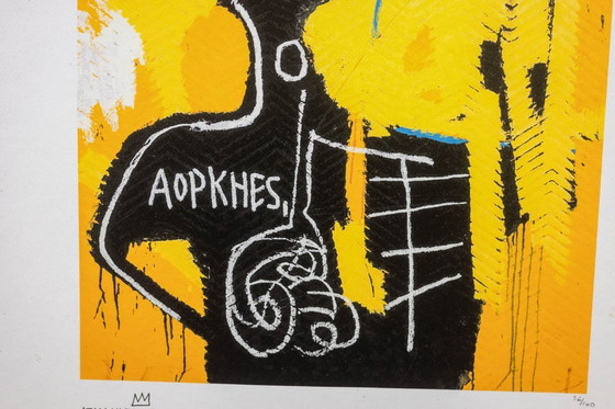 Image 1 of Jean-Michel Basquiat. Genummerde zeefdruk in kleur. Circa 1990.