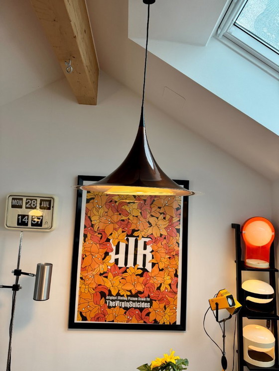 Image 1 of XXL Doria Trompete Pendelleuchte 1970er Jahre - Kupferbraun Aluminium
