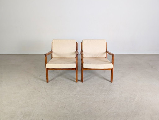Set van 2 midcentury fauteuils France & Søn Ole Wanscher Senator easy