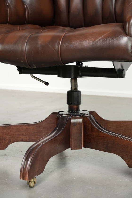 Sedia da ufficio Chesterfield in pelle bovina marrone in lussuoso stile inglese – Sedie da ufficio, Leather (photo 12 of 14)