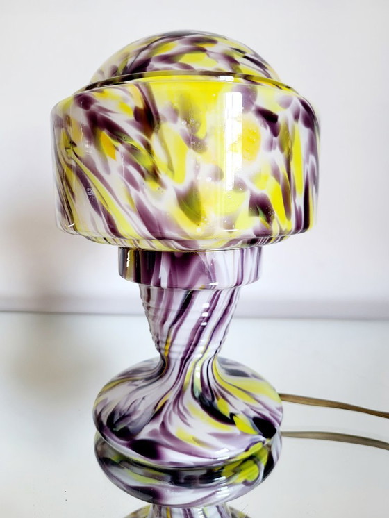 Image 1 of Lampe de table Art déco en verre opalin multicolore, Verreries de Scailmont, Henri Heemskerk, Belgique,années 1930