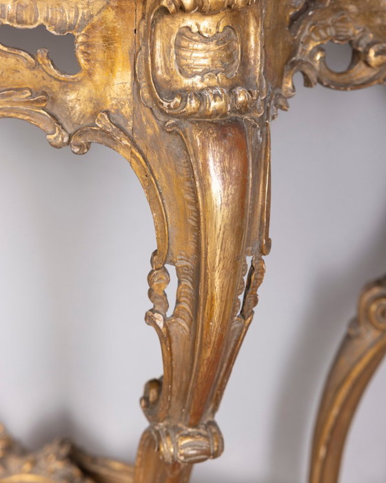 Antique classic style console table in wood decorated with mirror from the late 19th century, Gold (photo 17 of 21)