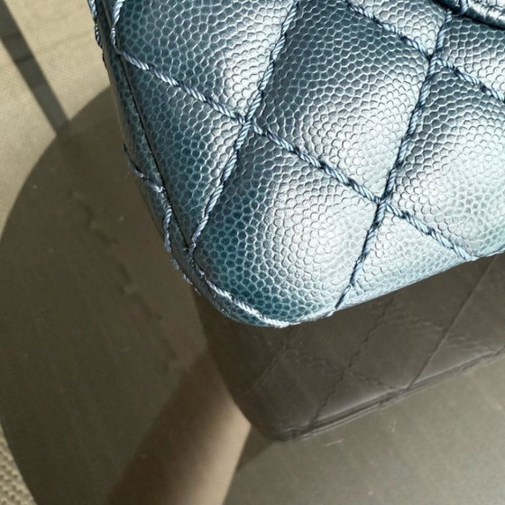 Image 1 of Chanel Classic Flap Medium - Caviar 25CM Quilted Dark Blue Silver Hardware Series 23