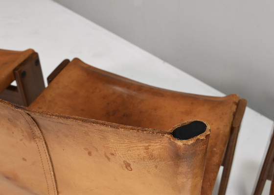 Image 1 of 4x Chaises Monk en cuir cognac par Afra & Tobia Scarpa pour Molteni, Italie 1974