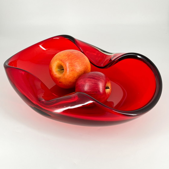 Large Murano art glass bowl, ruby ​​red – 30.5 cm – 3 kg – Vintage Art Glass – Vases (photo 5 of 15)