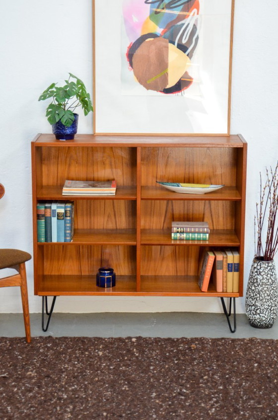 Image 1 of Vintage open bookcase, mid-century teak sideboard, Hundevad
