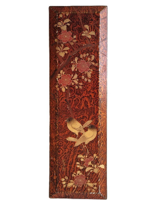 Image 1 of Antike japanische Lackdose / Pinselbox mit Vogelmotiv