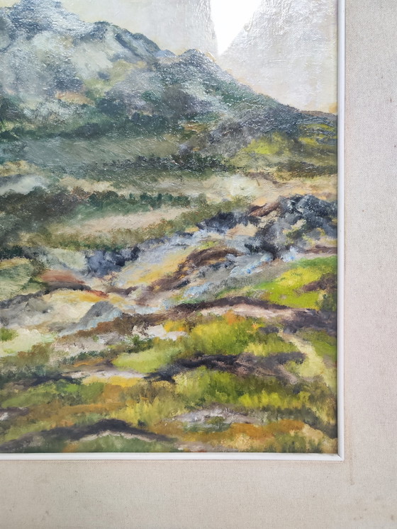 Italian Mountain Scenery - Oil on Canvas – Paintings & Drawings, Wood (photo 5 of 5)