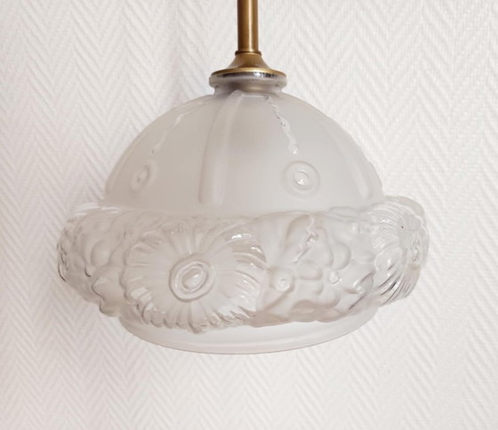 Image 1 of Art Deco globe pendant light in frosted glass