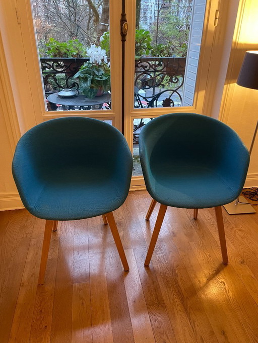 2 HAY chairs in azure blue fabric