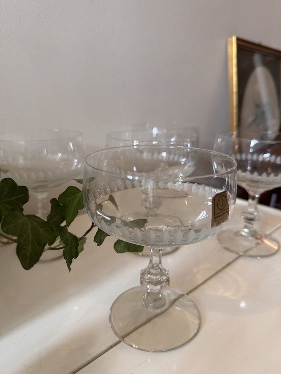 Image 1 of Set van 5 kristallen coupe champagne glazen 