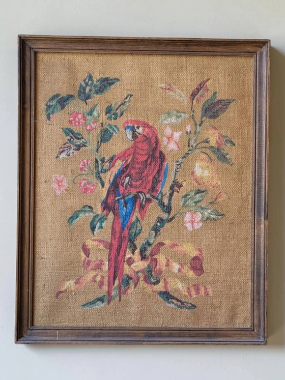 Tableau / Painting on jute canvas / Parrot – Paintings & Drawings (photo 2 of 5)