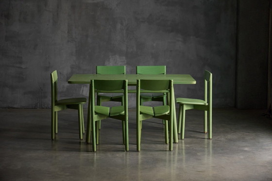 Image 1 of Groene eetkamerstoelen van Pierre Gautier Delaye, Frankrijk, 1965