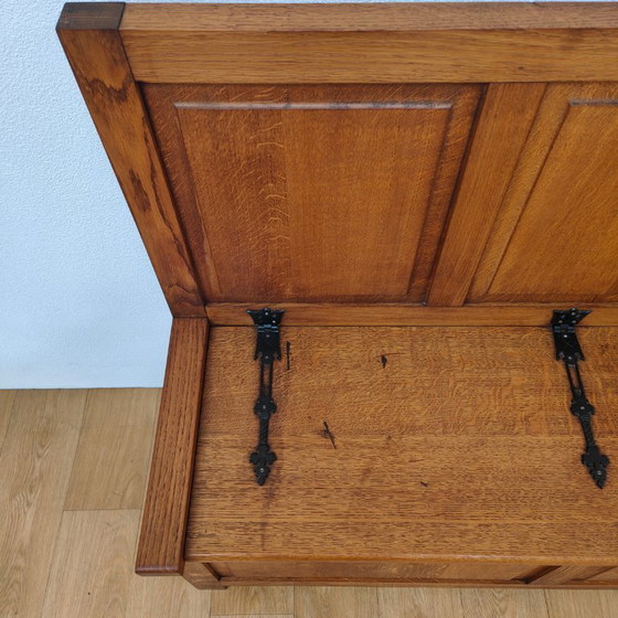 Image 1 of Vintage oak hall bench, bench, storage bench, toy chest