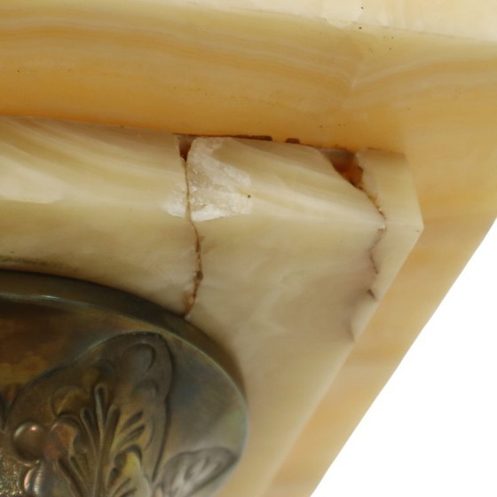 Image 1 of Piédestal de colonne antique en marbre et bronze