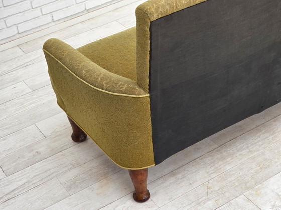 Image 1 of 1950s, Danish 2-seater sofa, green furniture wool fabric.