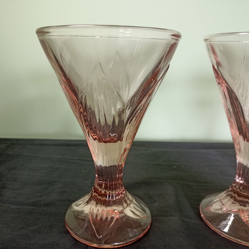 Juego de 5 copas de postre rosas vintage - Estilo Art Déco