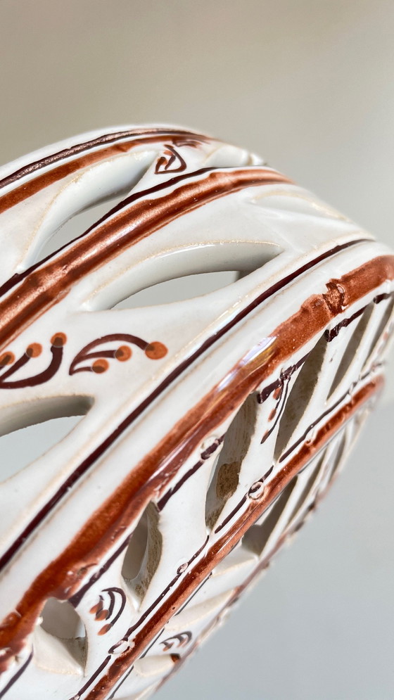 Image 1 of Kunsthandwerkliche Wandleuchte Terrakotta Zentrum Blau