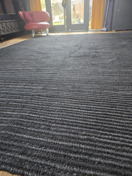 Exclusief Bananenblad-vezel Vloerkleed (3x4m) – Antraciet/Zwart