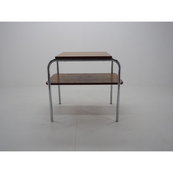 Image 1 of Vintage wooden and chrome console