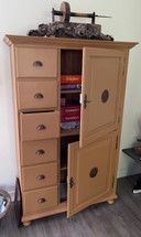 Cabinet (solid wood) matte ochre yellow with doors and drawers