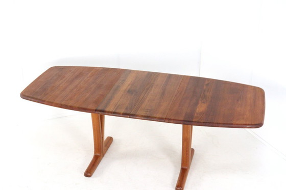 Image 1 of Table de salle à manger rectangulaire ovale à rallonge Holstebro en teck massif