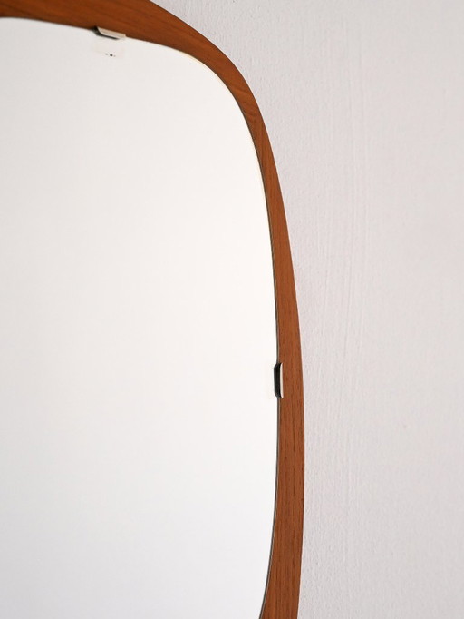 1960s Scandinavian vintage free-form teak mirror