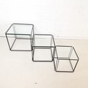 Vintage Isocele Max Sauze nesting box, 1970s, black with glass