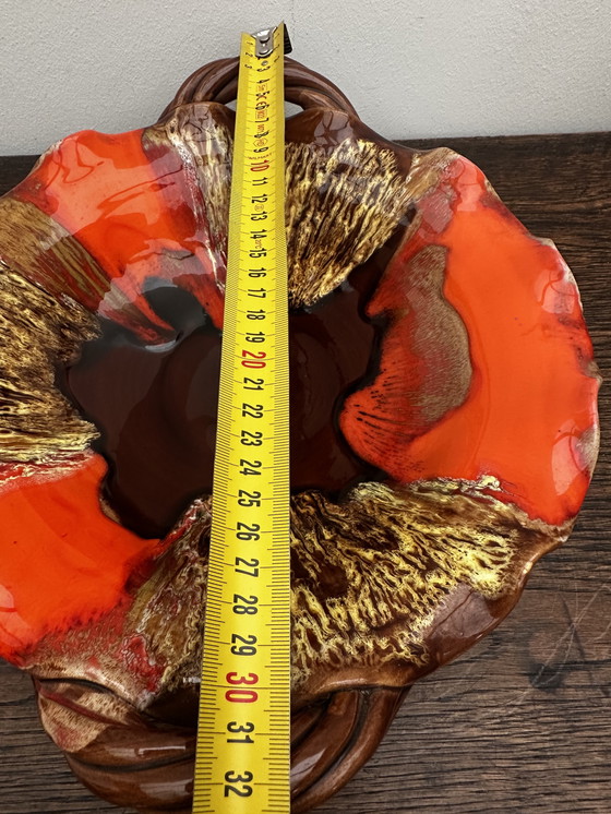 Image 1 of Coupe à fruits- Centre de table vintage céramique émaillée attribuée Vallauris 