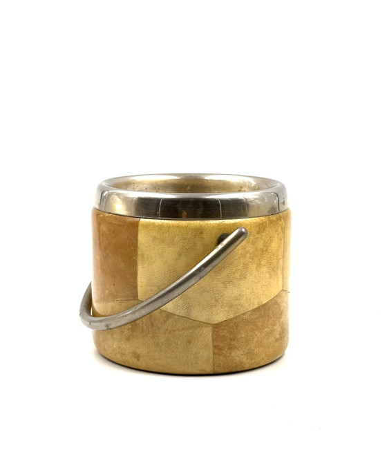 Image 1 of Mid-Century Cream Parchment Ice Bucket, Aldo Tura Italy 1950s