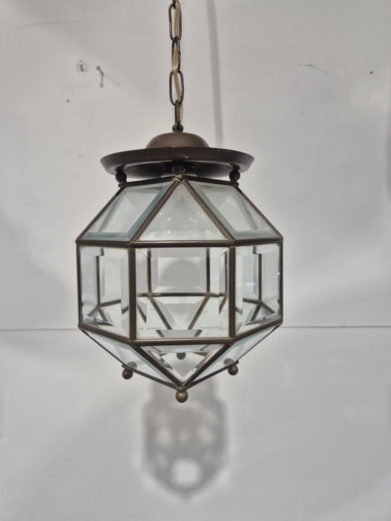 Image 1 of Amsterdamse school lantaarn met geslepen glas