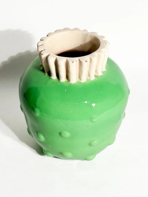1940s Rometti Hand-Painted Ceramic Vase – vazen (photo 2 of 8)