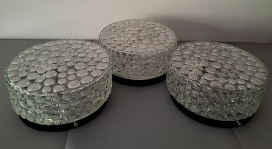 Image 1 of Vintage cut bubble glass wall or ceiling lamp, German manufacturer 60s/70s