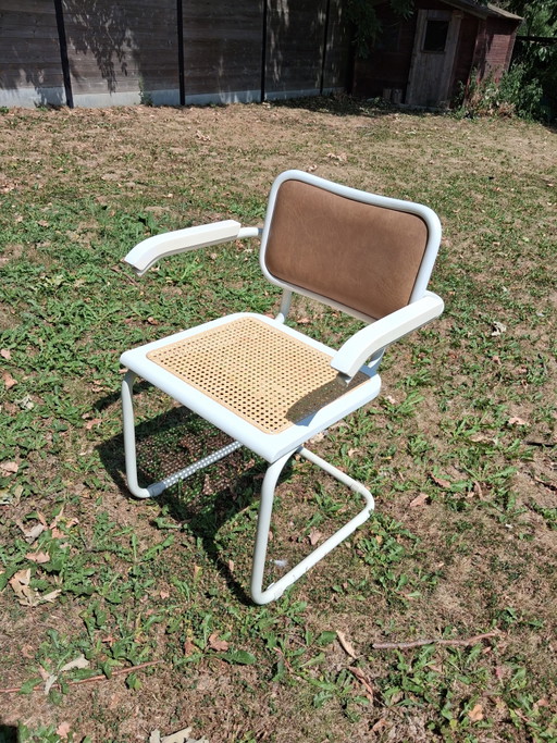 Bürostuhl mit Armlehnen und Rattansitz – bureaustoelen, Metal (photo 2 of 6)