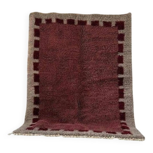 Tapis tissé à la main 150x250 cm, laine, bordeaux, gris, beige, Maroc