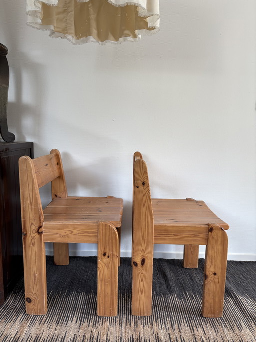 Conjunto de sillas de madera de pino Vintage Ate van Apeldoorn, estilo brutalista.