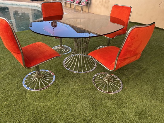 Space Age Table Et 4 Chaises Entièrement Restauré – Salles à manger complètes, Chrome (photo 3 of 15)