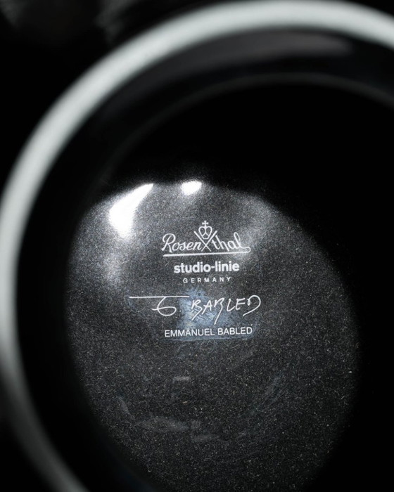 Image 1 of Rosenthal Studio-Line Baobab Vase & Bowl Emmanuel Babled Black Porcelain Germany