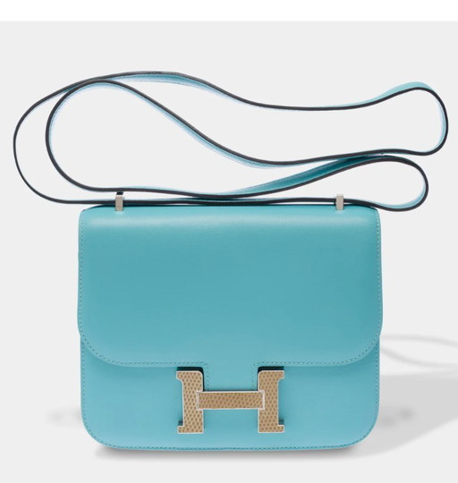 Sac HERMES Constance en Cuir Bleu - 103444