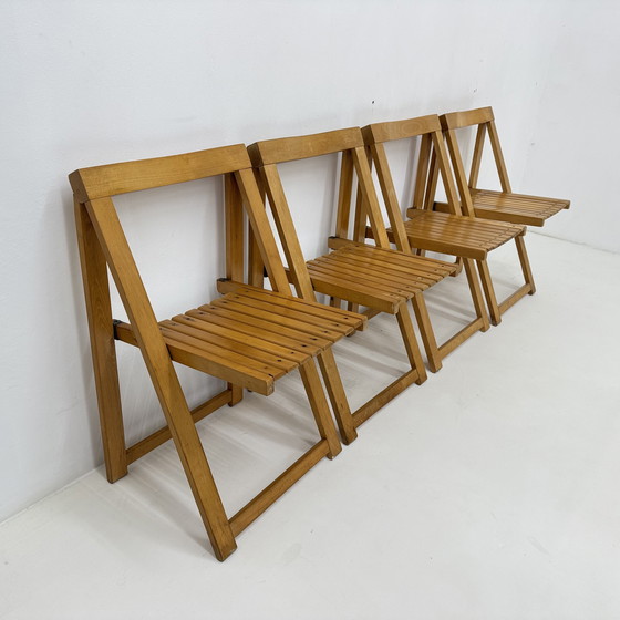 Image 1 of Set van 4 Aldo Jacober voor Alberto Bazzani klapstoelen, jaren 1960