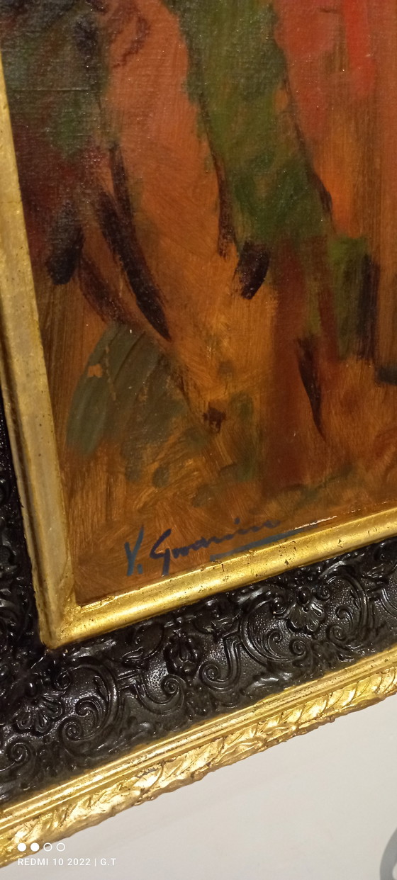 Image 1 of ANTIQUE LARGE PAINTING OF A MANDOLIN PLAYER FROM THE 19TH CENTURY