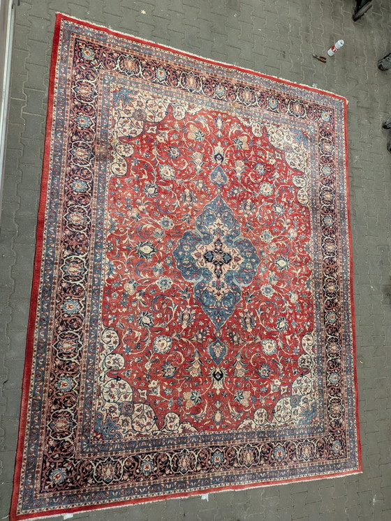 Image 1 of Tappeto persiano antico Sarouk | Annodato a mano | 370 × 290 cm | Etichette originali