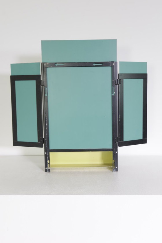 Image 1 of Mid-Century modern metal mirror with comb holder and folding side panels, 1960s - Brabantia