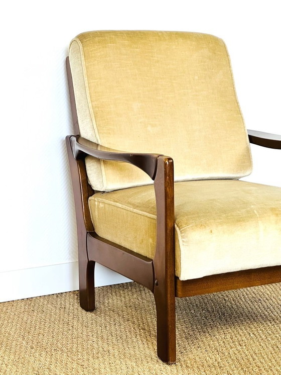 Image 1 of Schlafsofa und skandinavischer Samtsessel, 1960, 2er-Set