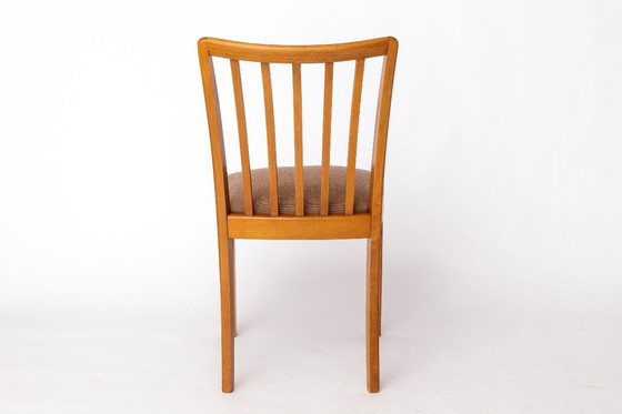 Image 1 of Mid-Century Beech Dining Chair by Stöss, Germany, 1950s–60s – Grey Upholstery – 4 Available – Vintage Wooden Side Chair