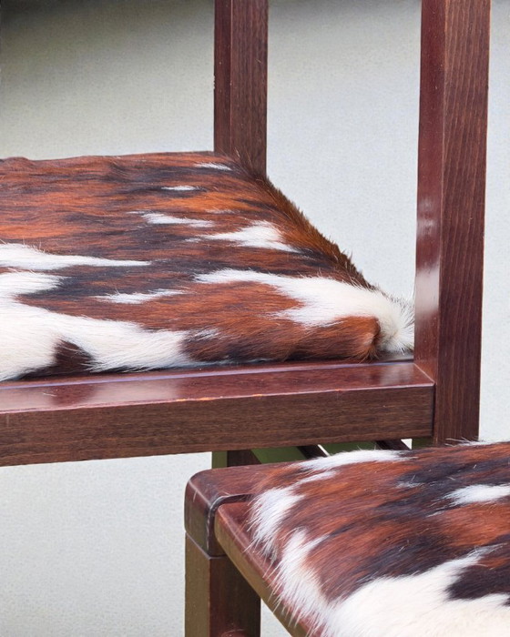 Image 1 of Italienische Esszimmerstühle aus der Mitte des 20. Jahrhunderts mit Bezug aus naturbelassenem Rindsleder (2er-Set)