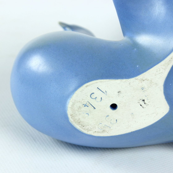 Image 1 of Scultura in ceramica di due colombe blu, Keramia, anni &#39;60