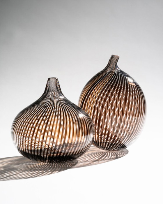 Image 1 of Rosenthal Glasstudio Filigrana Vase Duo – Mario Colelli & Hertha Bengtson · Limited Edition Art Glass, Germany
