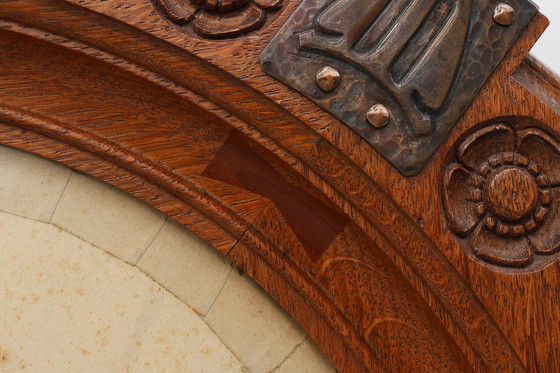 Image 1 of Cornice per foto in rovere Art Nouveau con decorazioni in rame di Geo Verbanck